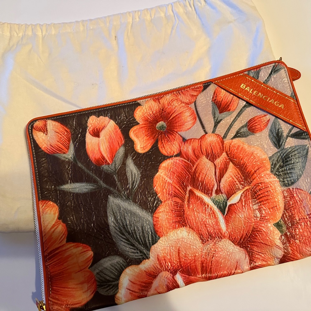 Balenciaga tulip floral pouch print, blanket wallet, or clutch never used